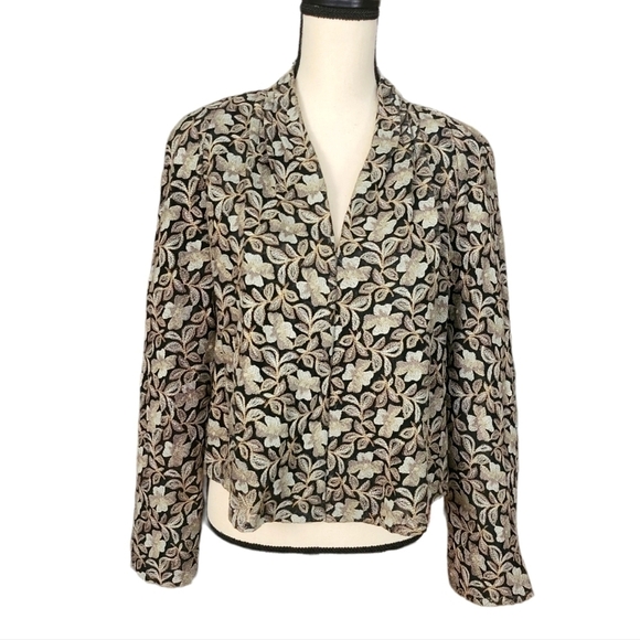 Anne Klein Black Embroidered Jacket Size 6 - Picture 1 of 6